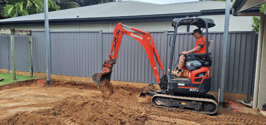 Cairns Earthworks preparing a backyard