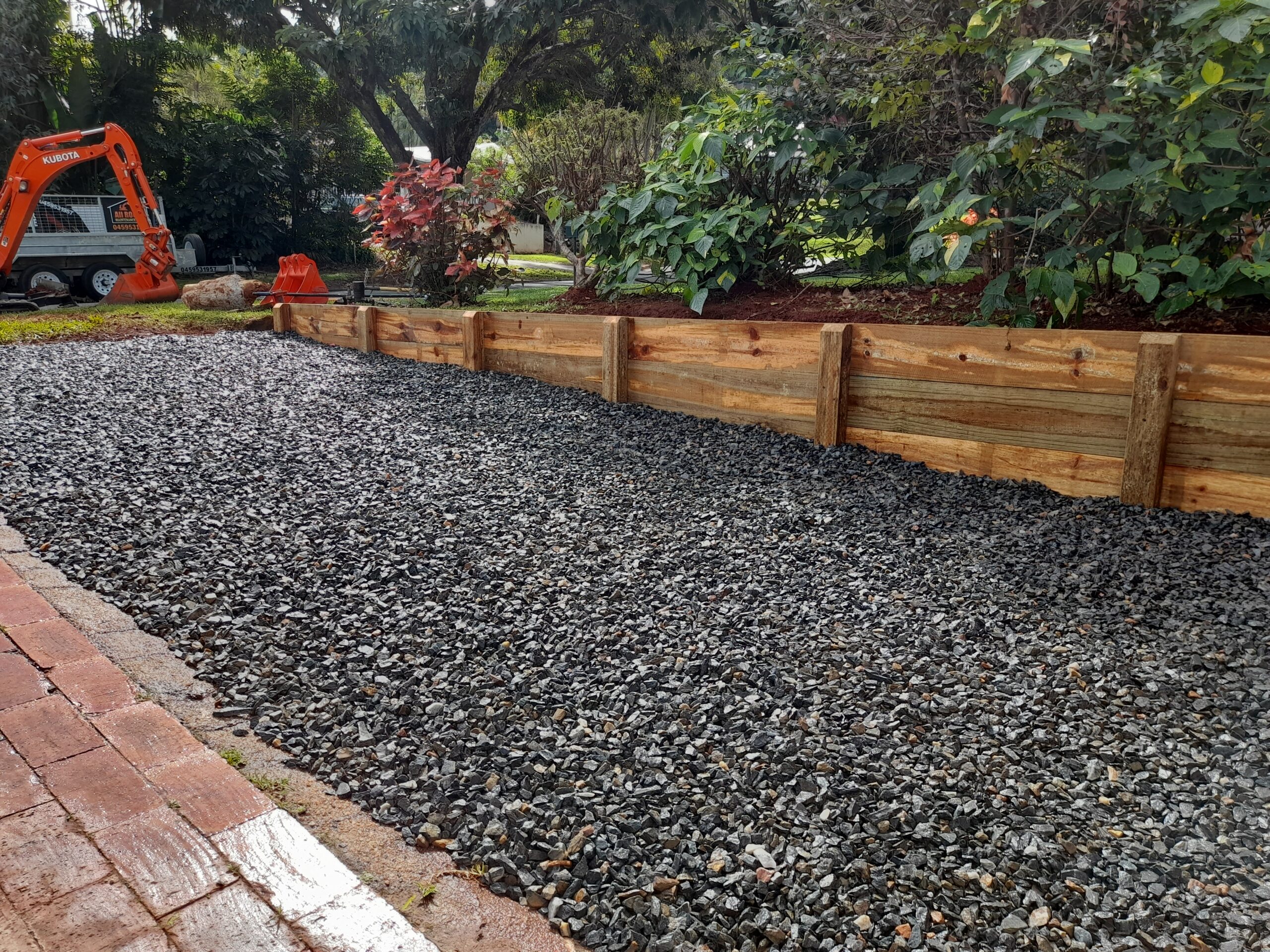 earthworks to create a retaining wall